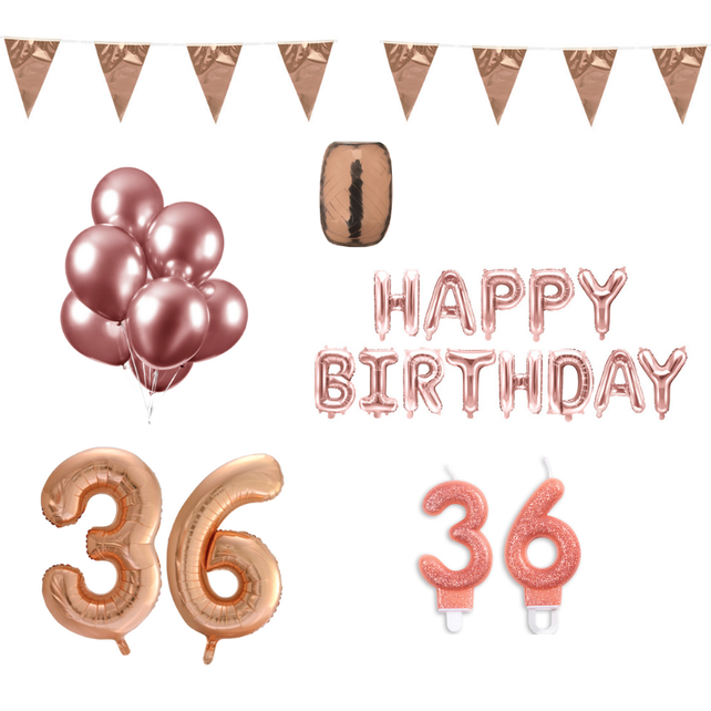 36 jaar Verjaardag Versiering Pakket Rosé Goud