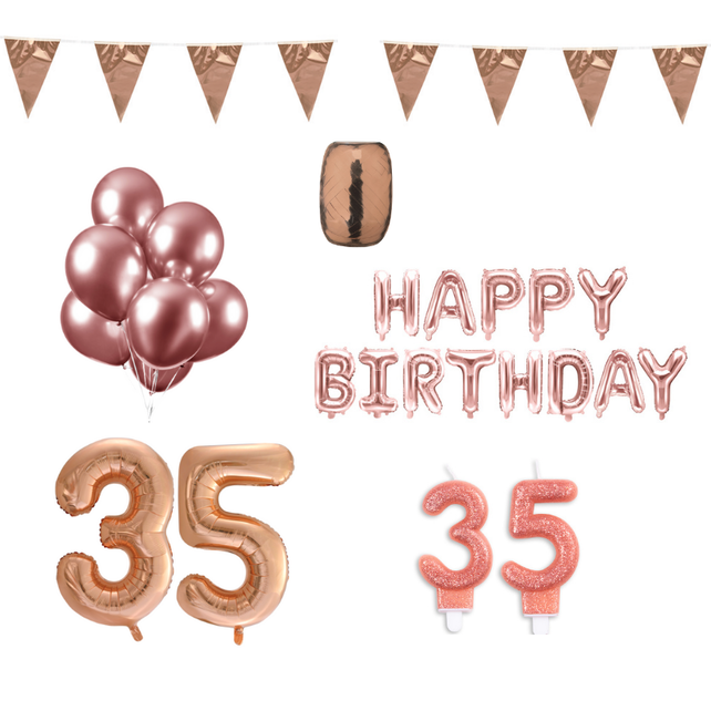 35 jaar Verjaardag Versiering Pakket Rosé Goud