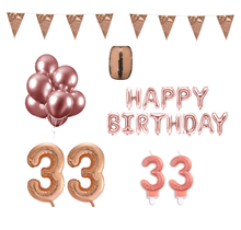 33 jaar Verjaardag Versiering Pakket Rosé Goud