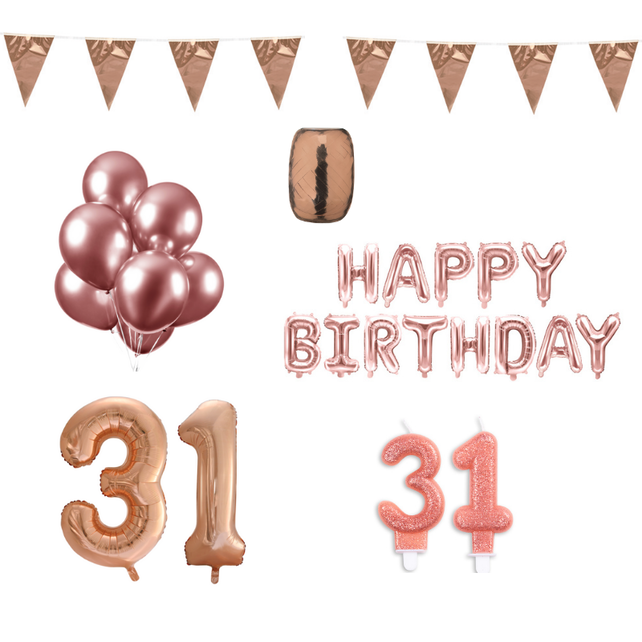 31 jaar Verjaardag Versiering Pakket Rosé Goud