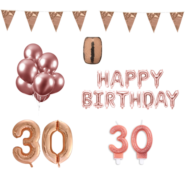 30 jaar Verjaardag Versiering Pakket Rosé Goud