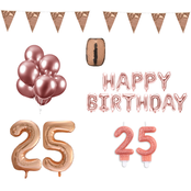 25 jaar Verjaardag Versiering Pakket Rosé Goud