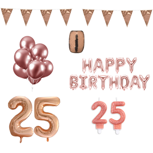 25 jaar Verjaardag Versiering Pakket Rosé Goud
