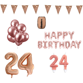 24 jaar Verjaardag Versiering Pakket Rosé Goud