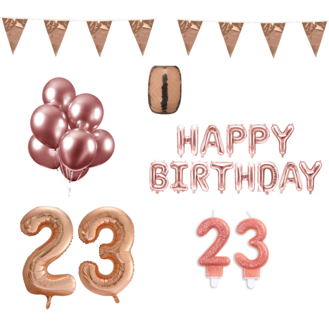 23 jaar Verjaardag Versiering Pakket Rosé Goud