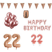22 jaar Verjaardag Versiering Pakket Rosé Goud