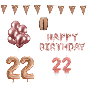 22 jaar Verjaardag Versiering Pakket Rosé Goud