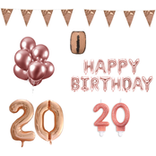 20 jaar Verjaardag Versiering Pakket Rosé Goud