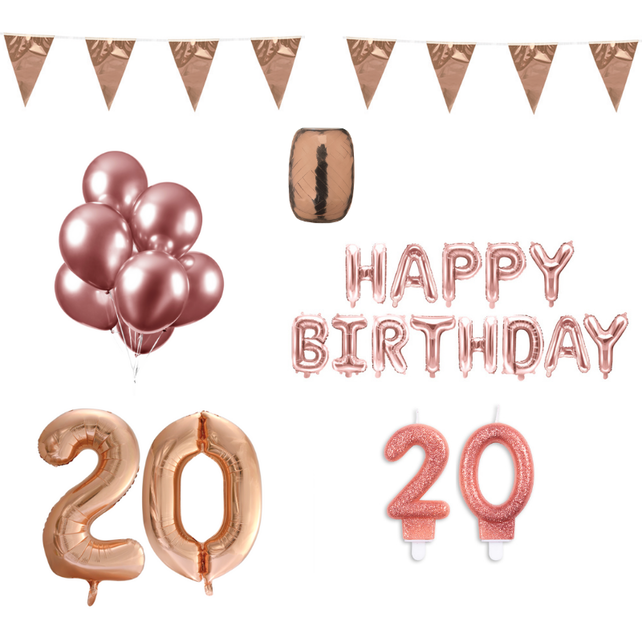 20 jaar Verjaardag Versiering Pakket Rosé Goud