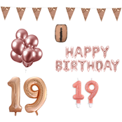 19 jaar Verjaardag Versiering Pakket Rosé Goud
