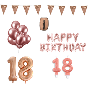 18 jaar Verjaardag Versiering Pakket Rosé Goud