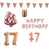 17 jaar Verjaardag Versiering Pakket Rosé Goud