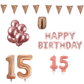 15 jaar Verjaardag Versiering Pakket Rosé Goud 15 jaar Verjaardag Versiering Pakket Rosé Goud