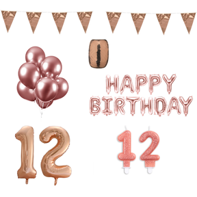 12 jaar Verjaardag Versiering Pakket Rosé Goud