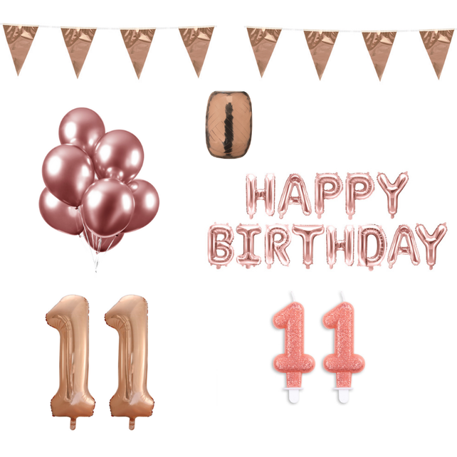 11 jaar Verjaardag Versiering Pakket Rosé Goud