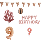 9 jaar Verjaardag Versiering Pakket Rosé Goud 9 jaar Verjaardag Versiering Pakket Rosé Goud