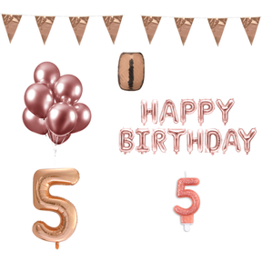 5 jaar Verjaardag Versiering Pakket Rosé Goud
