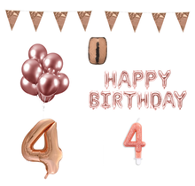 4 jaar Verjaardag Versiering Pakket Rosé Goud