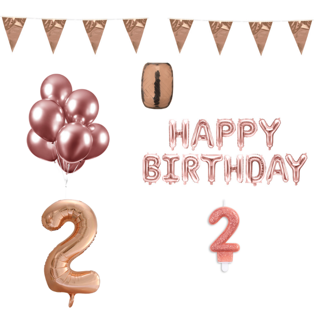 2 jaar Verjaardag Versiering Pakket Rosé Goud