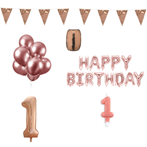 1 jaar Verjaardag Versiering Pakket Rosé Goud