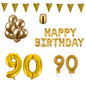 90 jaar Verjaardag Versiering Pakket Goud