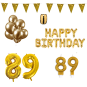 89 jaar Verjaardag Versiering Pakket Goud