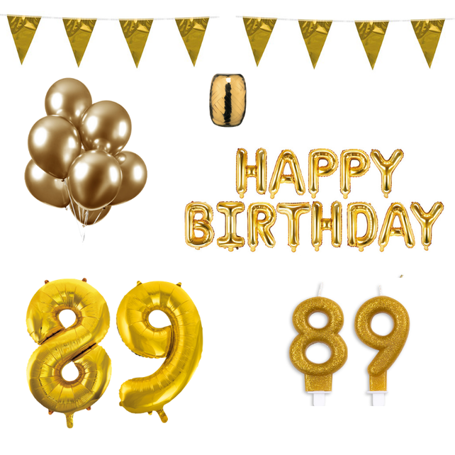 89 jaar Verjaardag Versiering Pakket Goud