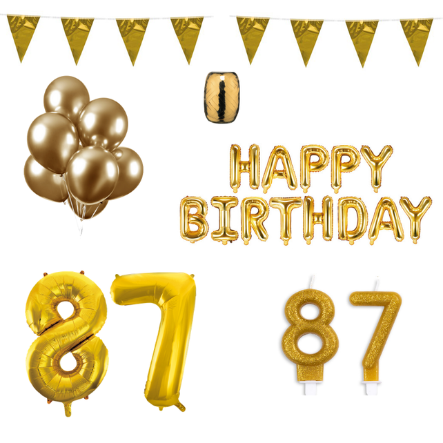 87 jaar Verjaardag Versiering Pakket Goud