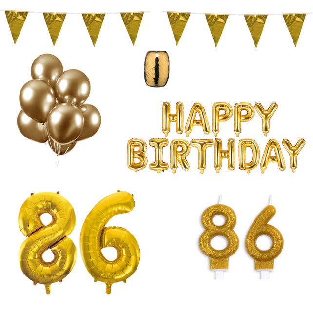 86 jaar Verjaardag Versiering Pakket Goud