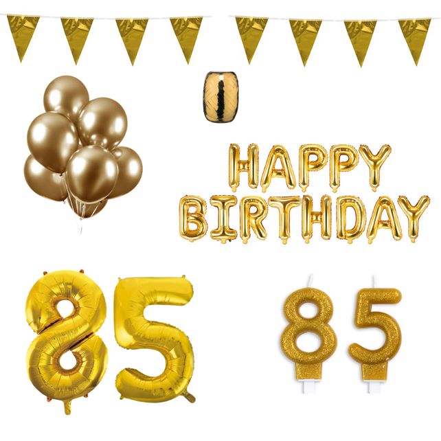 85 jaar Verjaardag Versiering Pakket Goud