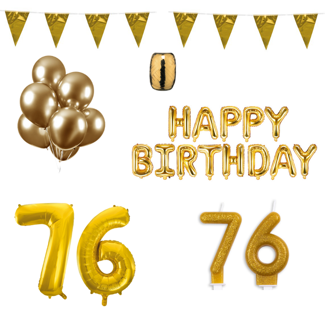 76 jaar Verjaardag Versiering Pakket Goud