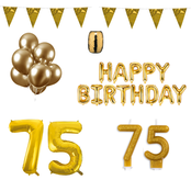 75 jaar Verjaardag Versiering Pakket Goud 75 jaar Verjaardag Versiering Pakket Goud