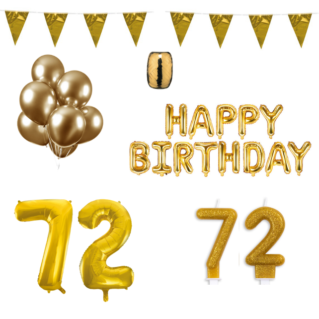 72 jaar Verjaardag Versiering Pakket Goud