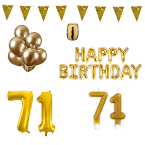 71 jaar Verjaardag Versiering Pakket Goud