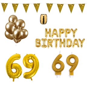 69 jaar Verjaardag Versiering Pakket Goud