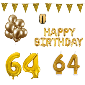 64 jaar Verjaardag Versiering Pakket Goud