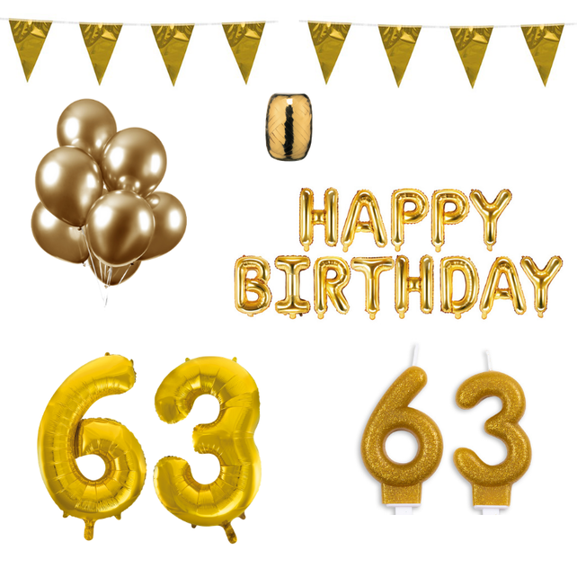 63 jaar Verjaardag Versiering Pakket Goud