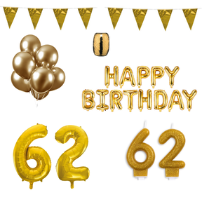 62 jaar Verjaardag Versiering Pakket Goud