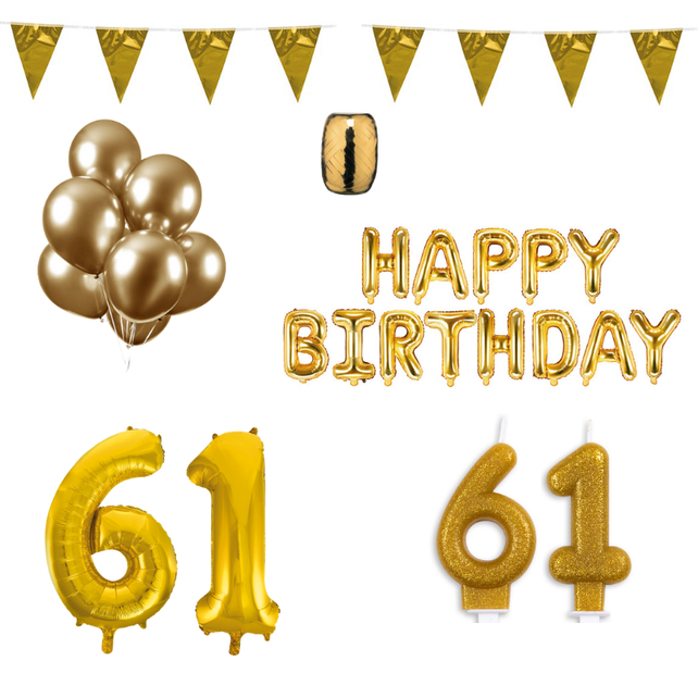 61 jaar Verjaardag Versiering Pakket Goud