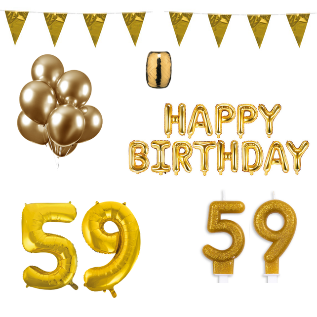 59 jaar Verjaardag Versiering Pakket Goud