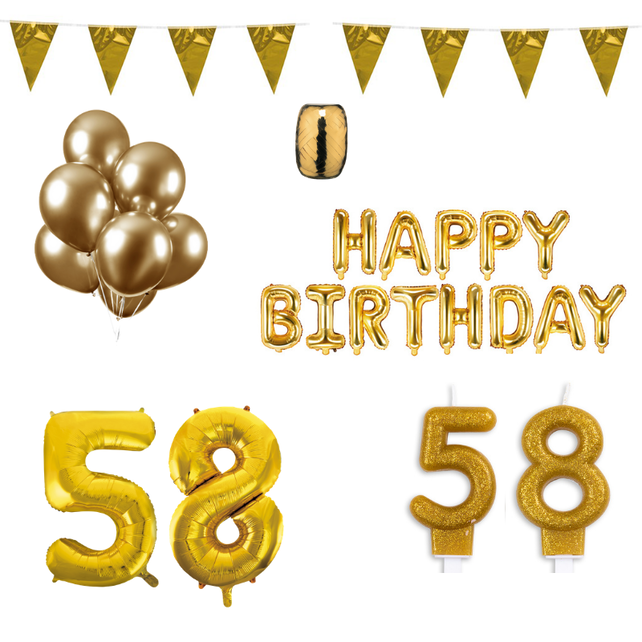 58 jaar Verjaardag Versiering Pakket Goud