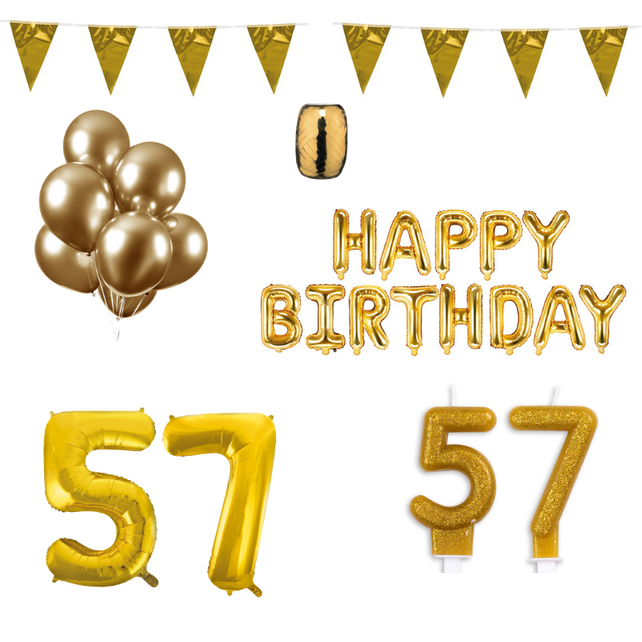 57 jaar Verjaardag Versiering Pakket Goud