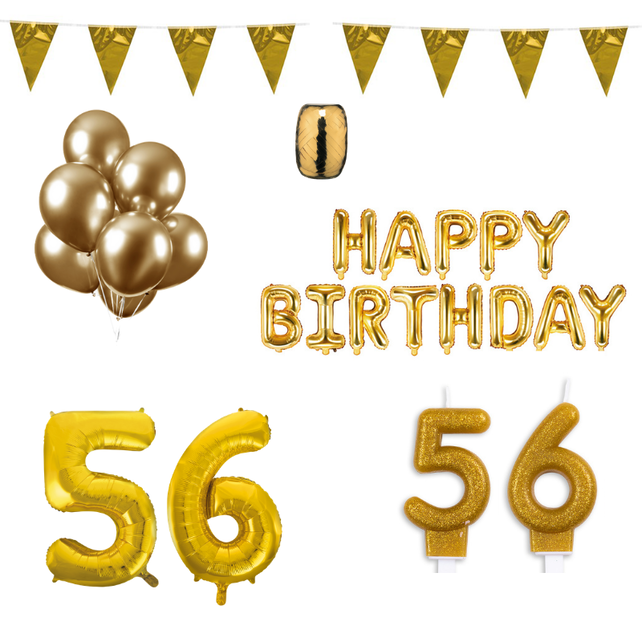56 jaar Verjaardag Versiering Pakket Goud