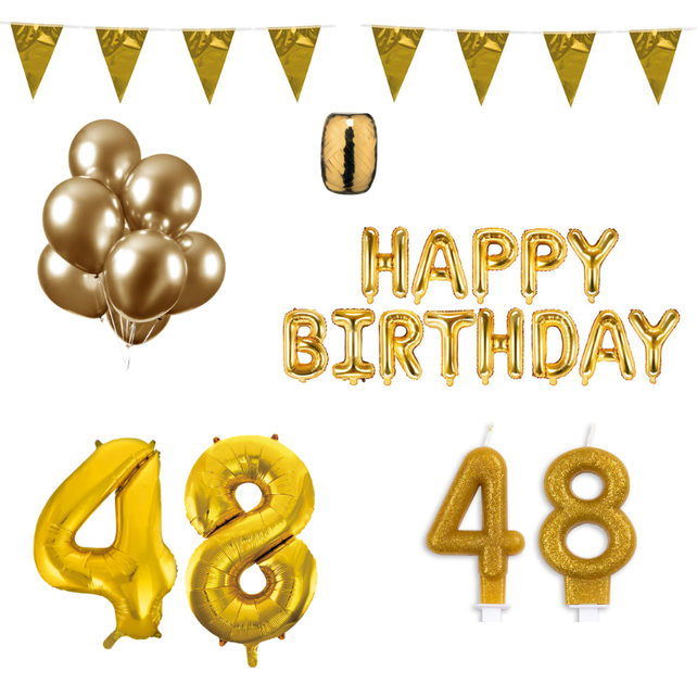 48 jaar Verjaardag Versiering Pakket Goud