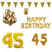 45 jaar Verjaardag Versiering Pakket Goud