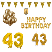43 jaar Verjaardag Versiering Pakket Goud