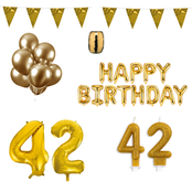 42 jaar Verjaardag Versiering Pakket Goud