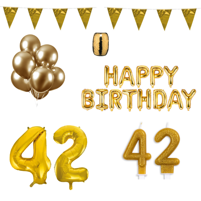 42 jaar Verjaardag Versiering Pakket Goud