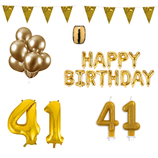 41 jaar Verjaardag Versiering Pakket Goud