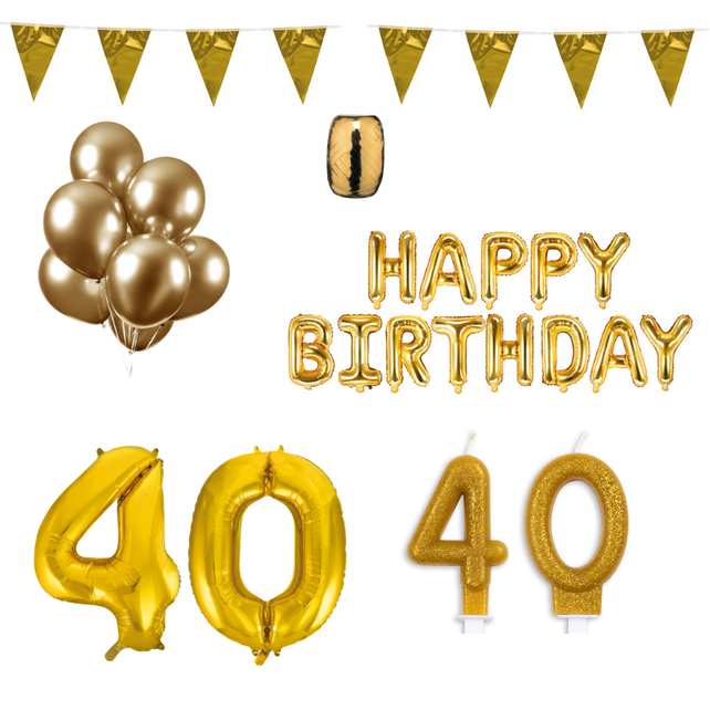 40 jaar Verjaardag Versiering Pakket Goud
